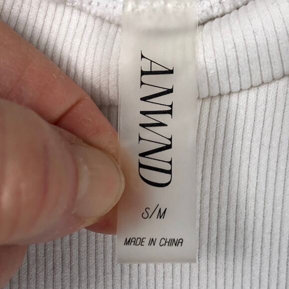 ANWND Women's White Long Sleeve Rib Knit Cropped Top with String Tie - S/M - Picture 4 of 15